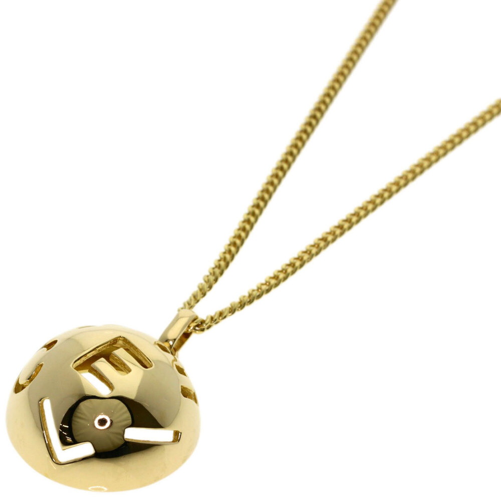 Celine Logo Circle Necklace 18K Yellow Gold Women's CELINE